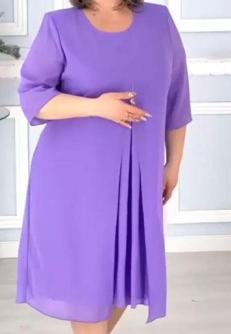 2024亚马逊速卖通跨境新款欧美女装夏季宽松休闲短袖高腰连衣裙