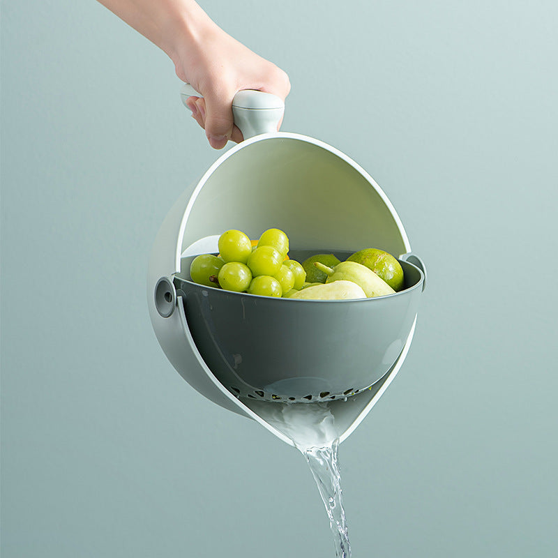 Coș de spălat cu drenaj rotativ pentru fructe și legume cu două straturi