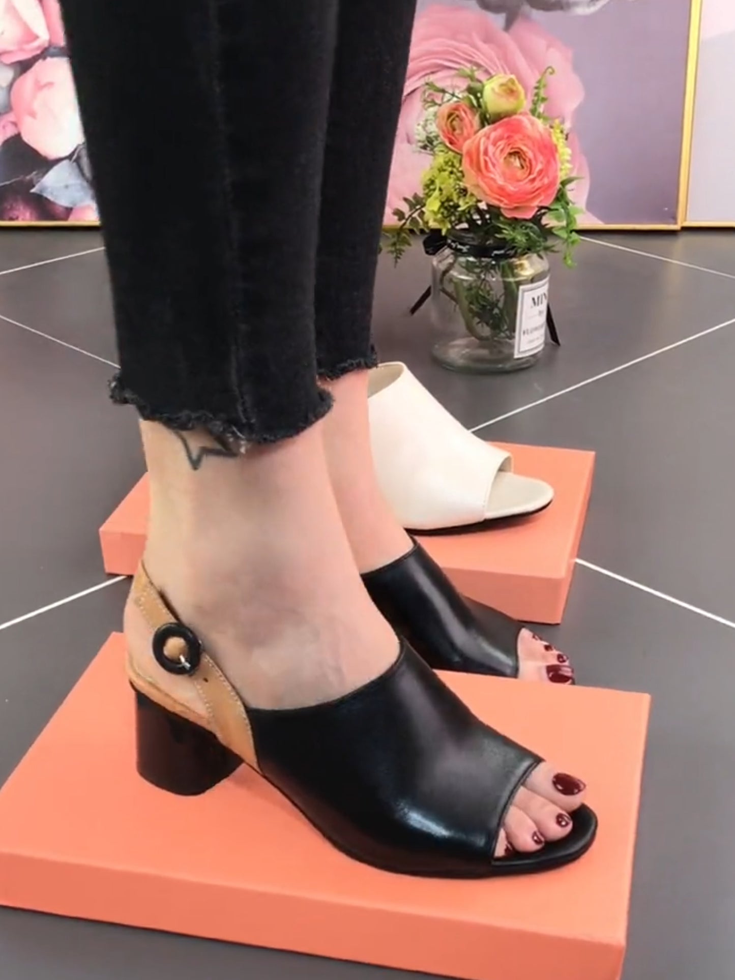 🔥【Cumpără 1 și primești 1 gratuit】🔥【35-41】2024 noile sandale cu toc inalt cu gura de peste