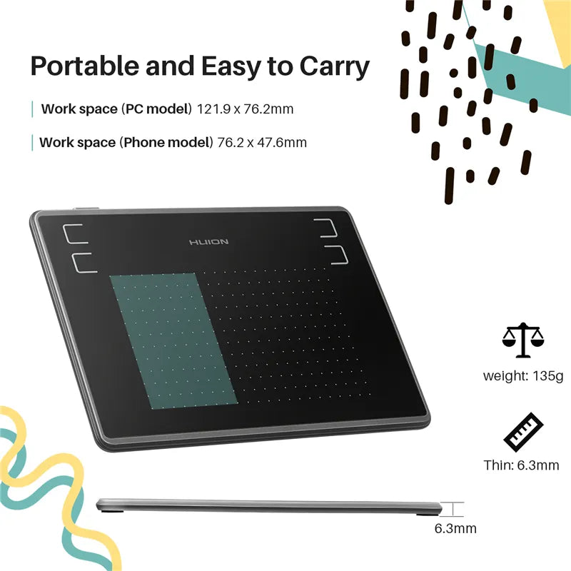 HUION H430P Grafică Desen Tablete digitale Tabletă cu stilou pentru semnătură Tabletă cu stilou pentru jocuri OSU cu stilou portabil fără baterie