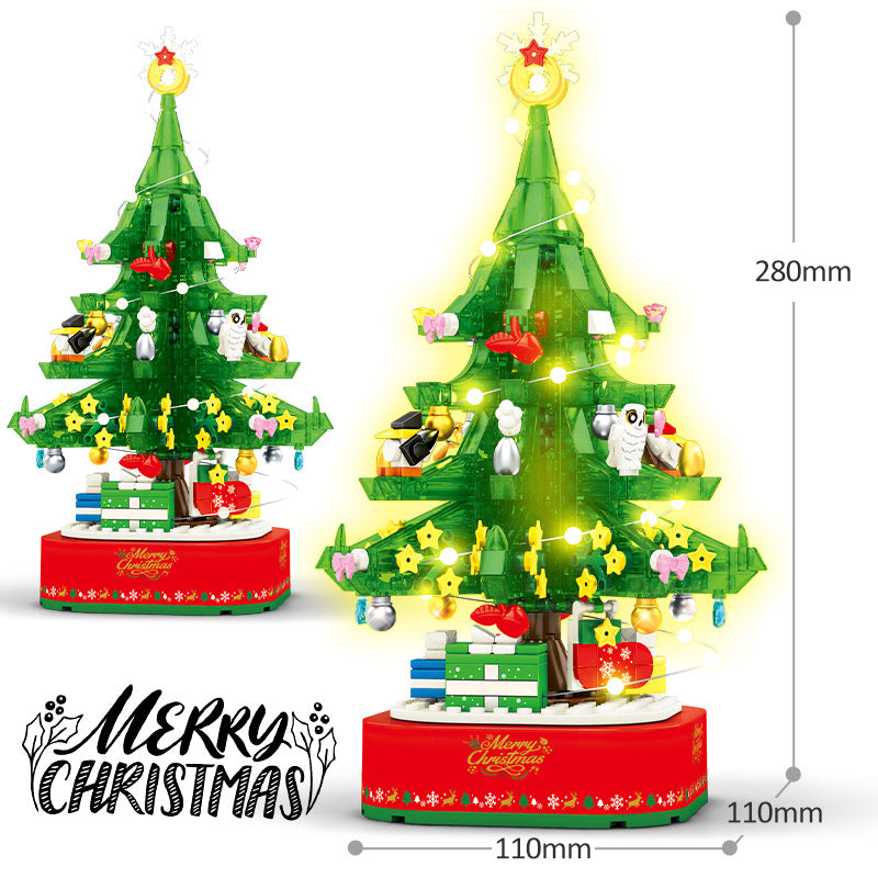 🔥39% reducere🔥🎄Brad de Crăciun cu blocuri de construcție de jucării de asamblare de Crăciun care emit lumină cu LED