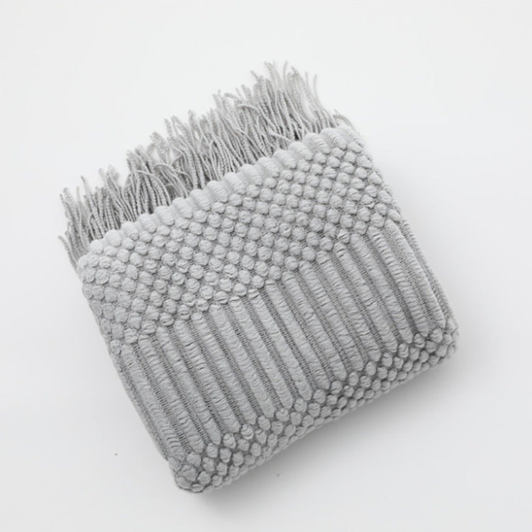 Pătură de canapea scandinavă cu ciucuri uni