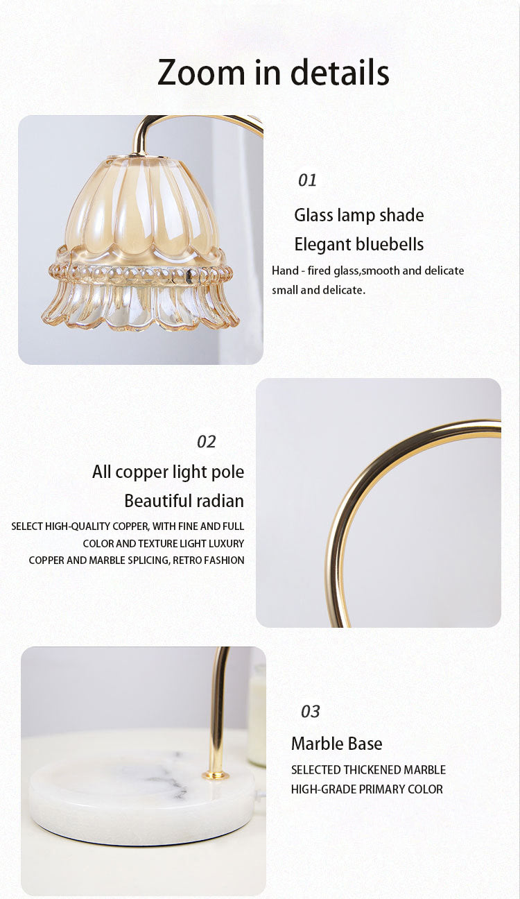 Lampă cu parfum de flori de topire cu ceară de marmură Lampă cu lumânare de încălzire