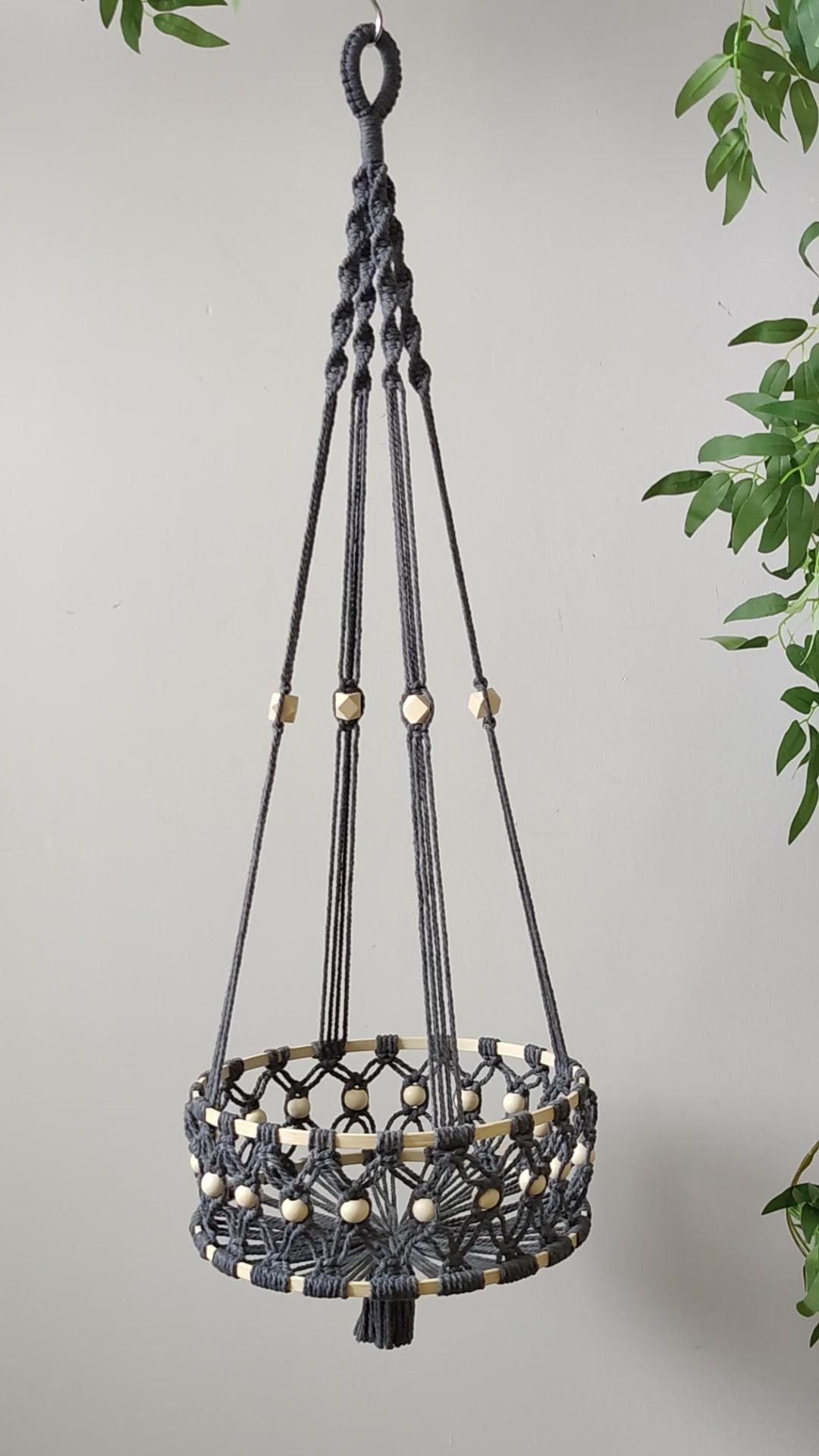 Hand-Woven Cotton String Flower Pot Hanging Basket Fruit Storage Basket