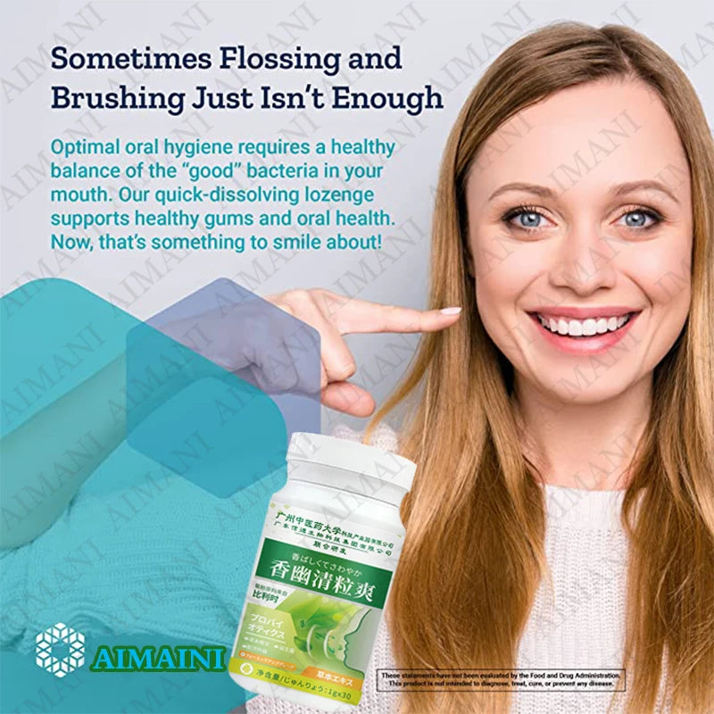 Comprimate probiotice orale masticabile ameliorează bolile gurii Disconfortul gâtului Bolile gingiilor Respirația urat mirositoare Supliment de tratament pentru îngrijirea bucală