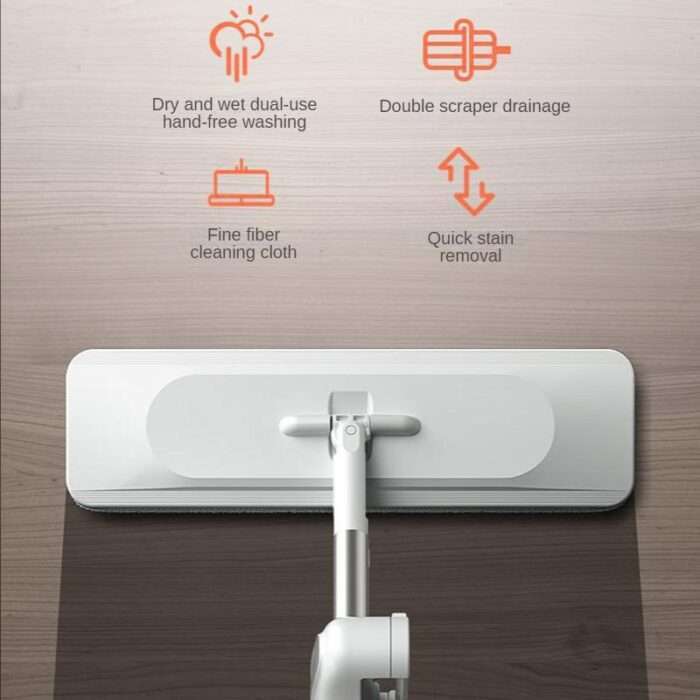 Mop plat mare, fără spălare manuală Mop care economisește forța de muncă, răsucire automată, apă umedă și uscată, curățare cu apă