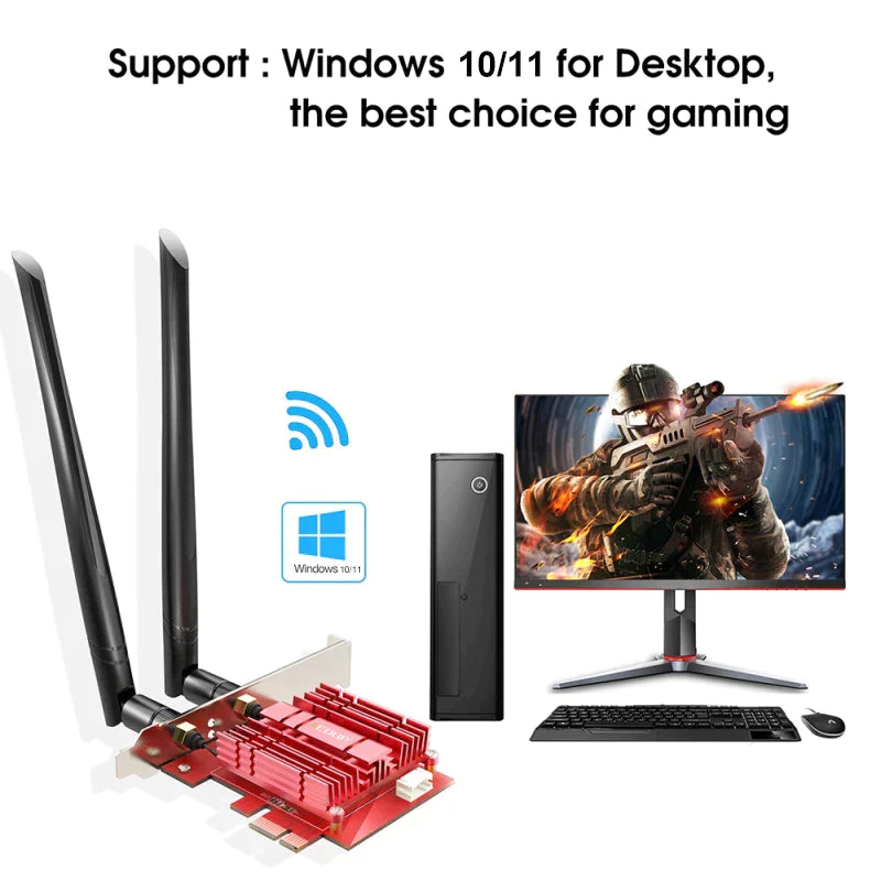 EDUP WiFi6E WiFi Adapter PCIE WiFi Bluetooth 5.3 Wireless Network Card Gaming Wireless PCIe Card 2.4G/5.8G/6GHz High Speed WiFi