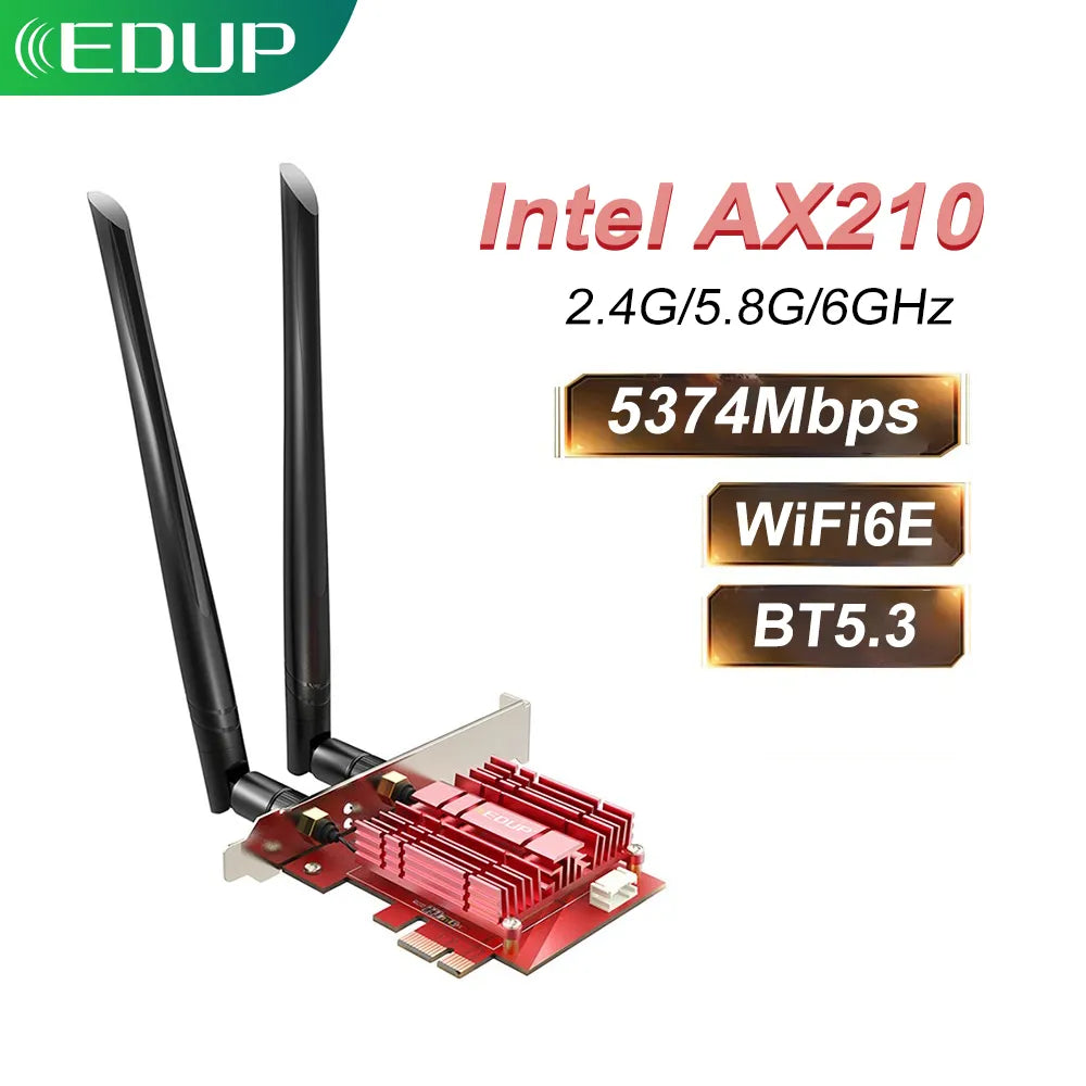 EDUP WiFi6E Adaptor WiFi PCIE WiFi Bluetooth 5.3 Placă de rețea fără fir Gaming Placă PCIe fără fir 2.4G/5.8G/6GHz WiFi de mare viteză