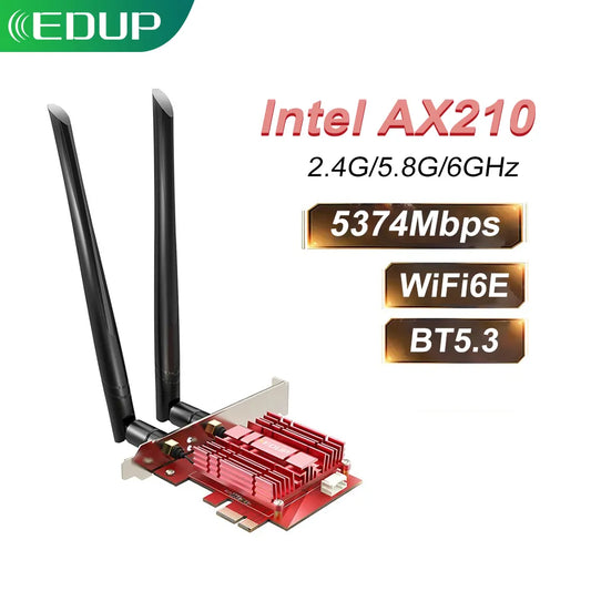 EDUP WiFi6E WiFi Adapter PCIE WiFi Bluetooth 5.3 Wireless Network Card Gaming Wireless PCIe Card 2.4G/5.8G/6GHz High Speed WiFi