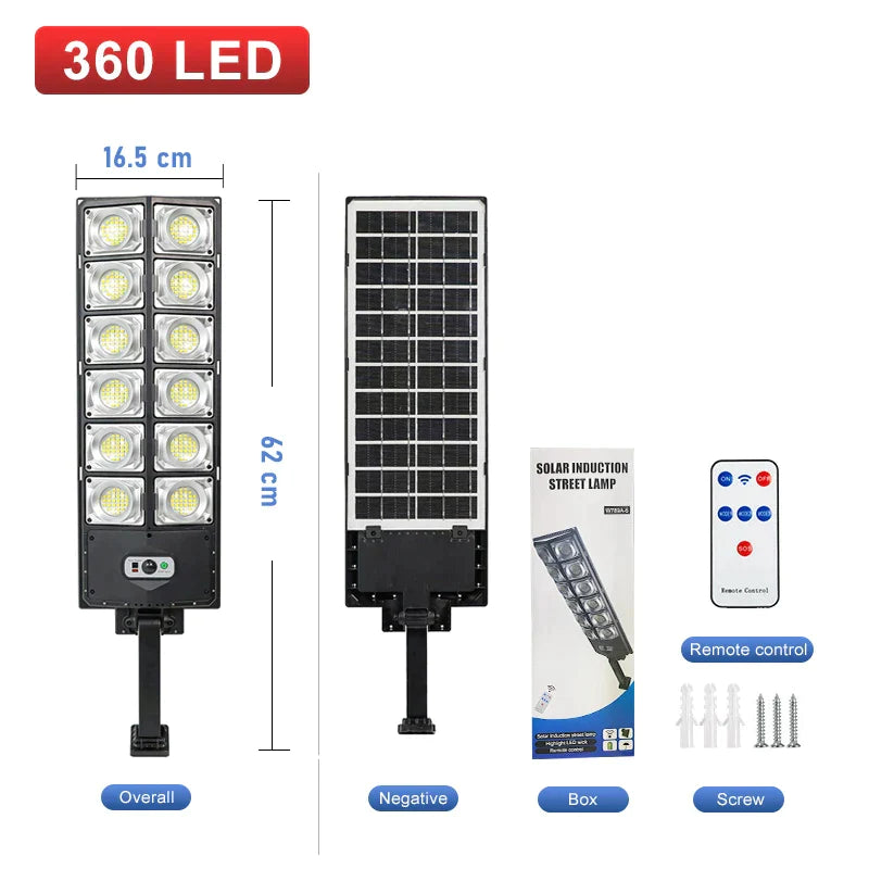 80000 lumeni, 360 LED, lampă solară pentru grădină, în aer liber, impermeabilă, iluminare stradală, cu inducție umană, cu senzor de mișcare.