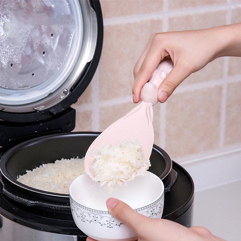 Pink Plastic Standing Household Special High Temperature Resistance Non-Stick Rice  Meal Spoon