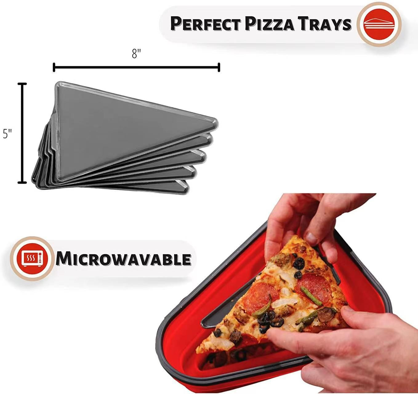 Silicone Folding Pizza Box Reusable Triangle Pizza to-Go Box Lunch Box