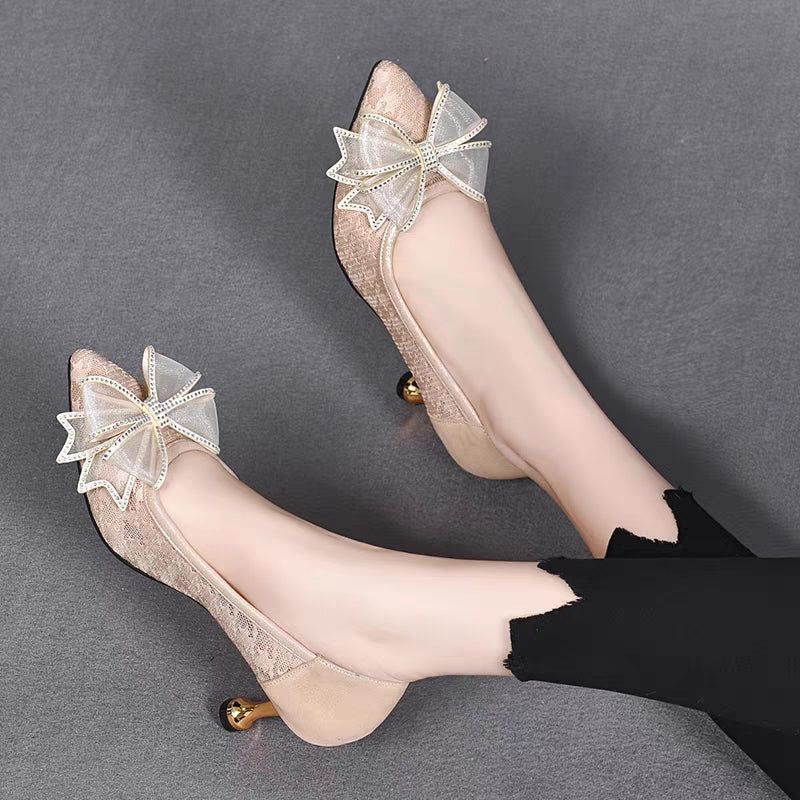 Lace bow exquisite women's shoes