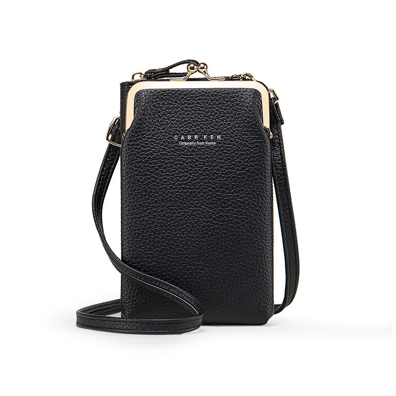 Carrken Ladies Phone Bag Fashion Litchi Pattern Solid Color Crossbody Bag Multifunctional Bag