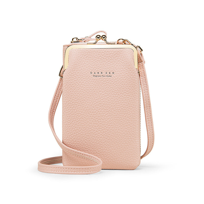 Carrken Ladies Phone Bag Fashion Litchi Pattern Solid Color Crossbody Bag Multifunctional Bag