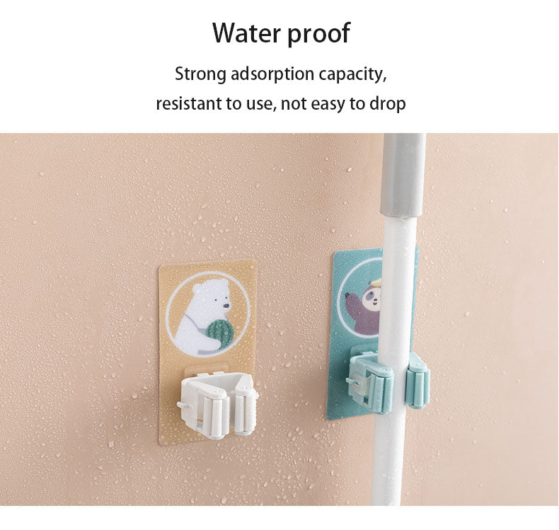 Cartoon Punch-free Bathroom Mop Holder Broom Strong Sticky Hook