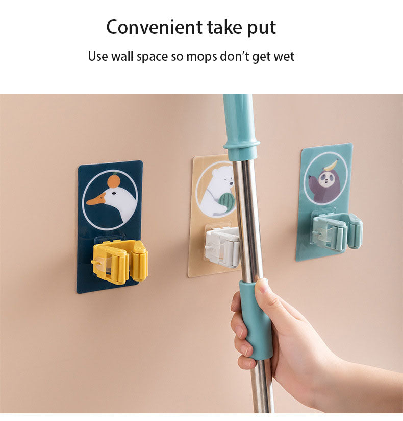 Cartoon Punch-free Bathroom Mop Holder Broom Strong Sticky Hook