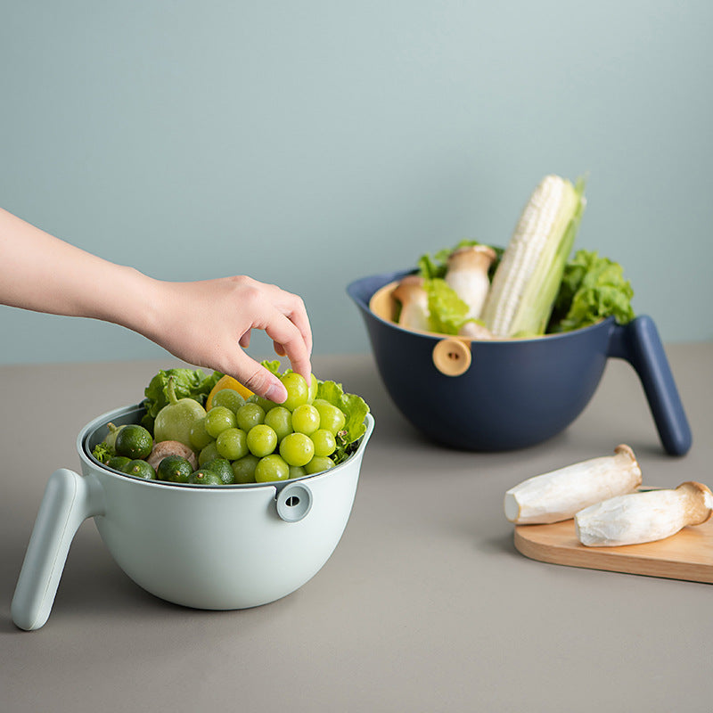 Double Layer Fruit And Vegetable Rotating Drainage Wash Basket