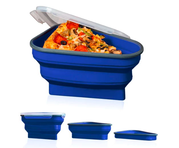 Silicone Folding Pizza Box Reusable Triangle Pizza to-Go Box Lunch Box