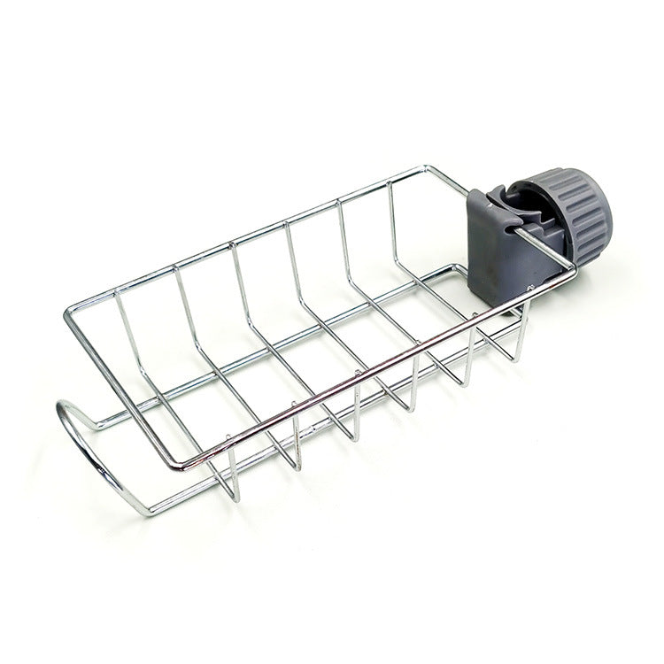 Kitchen Stainless Steel Faucet Storage Rack Household Punch-Free Rag Sponge Brush Draining Rack