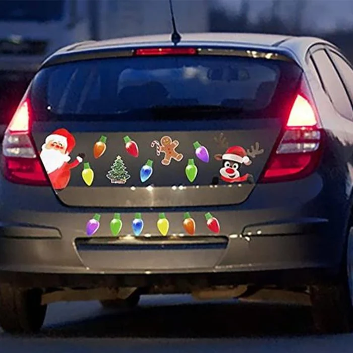 🔥New Year LAST DAY 48% OFF 🔥Christmas Car Decorations Magnets and Decals, Reflective Automotive Christmas Lights Magnet, Light Bulb Shaped Festive Car Magnets