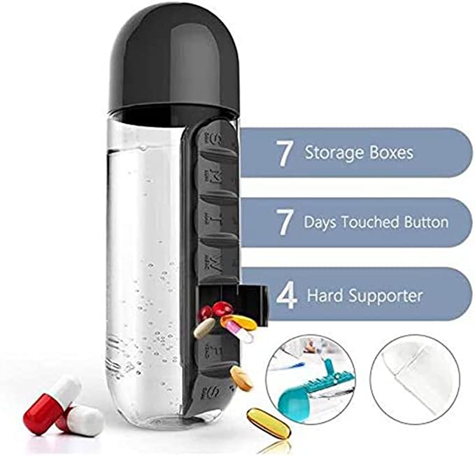 🔥35% Off🔥600ML 7 days Pill Box Water Cup 3-IN-1 BOTTLE