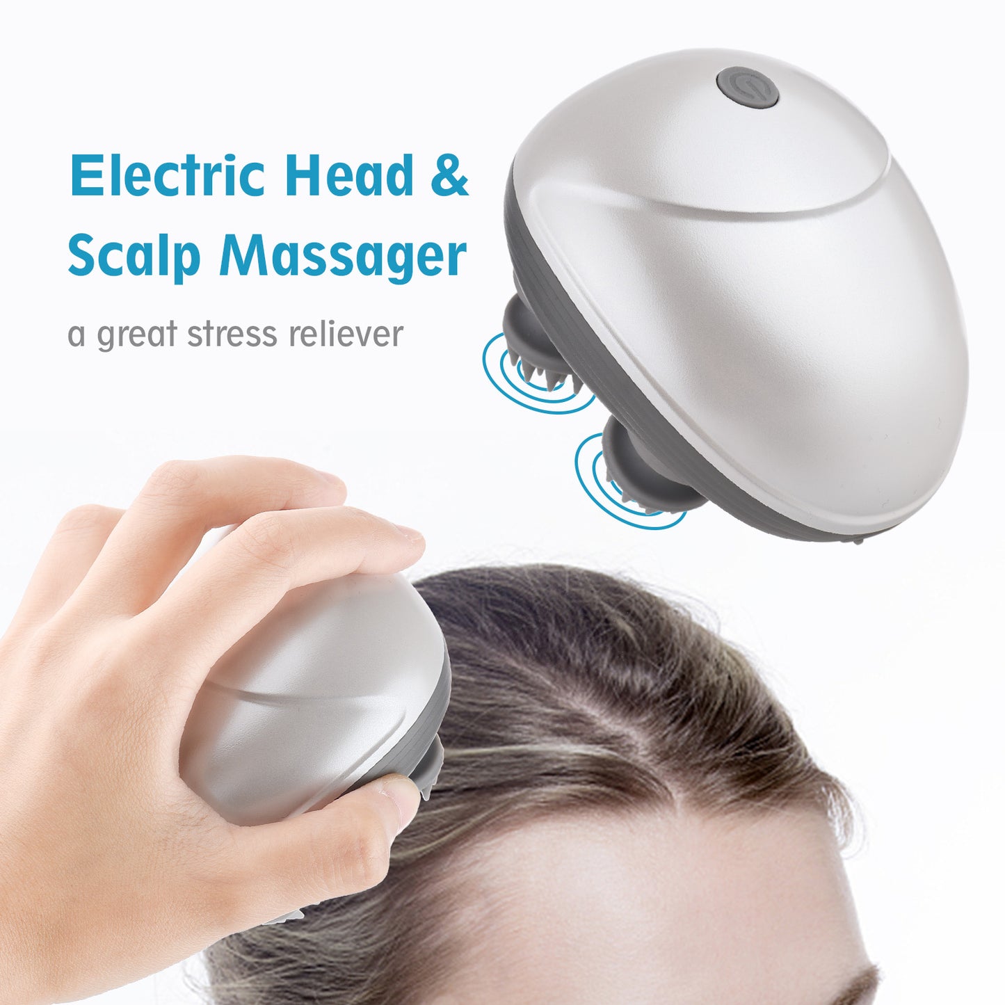 🔥NewYear Hot Sale🔥Electric Head Scalp Massager for Hair Growth Stress Relax, with 4 Massage Heads & 3 Speeds With Cordless & Waterproof