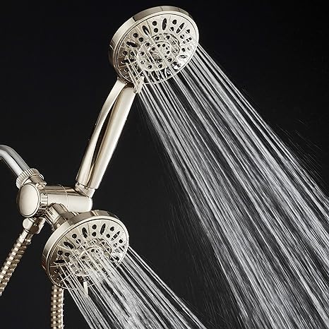 AquaDance Brushed Nickel Premium High Pressure 48-setting 3-Way Combo for The Best of Both Worlds – Enjoy Luxurious 6-setting Rain Shower Head and 6-Setting Hand Held Shower Separately or Together