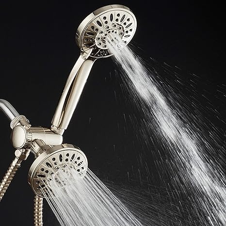 AquaDance Brushed Nickel Premium High Pressure 48-setting 3-Way Combo for The Best of Both Worlds – Enjoy Luxurious 6-setting Rain Shower Head and 6-Setting Hand Held Shower Separately or Together