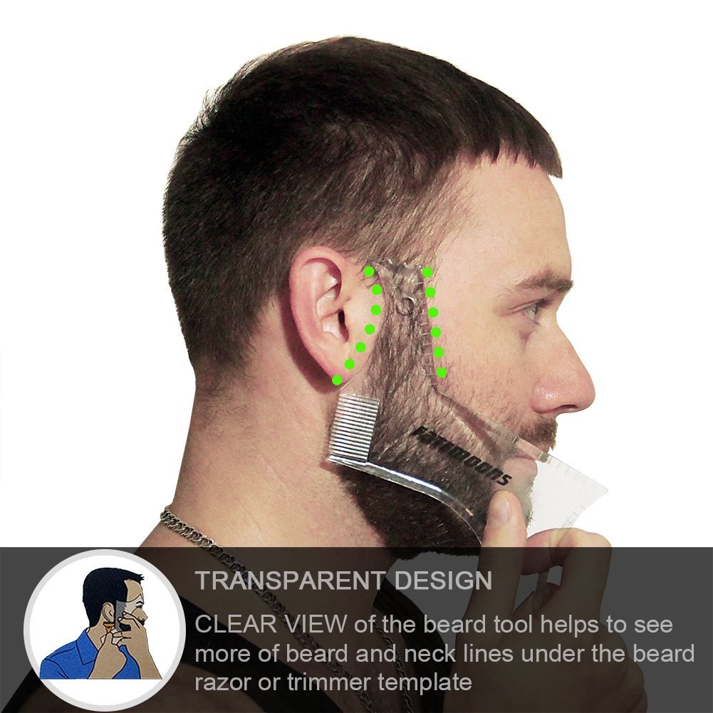 Transparent Beard Styling Comb Beard Ruler