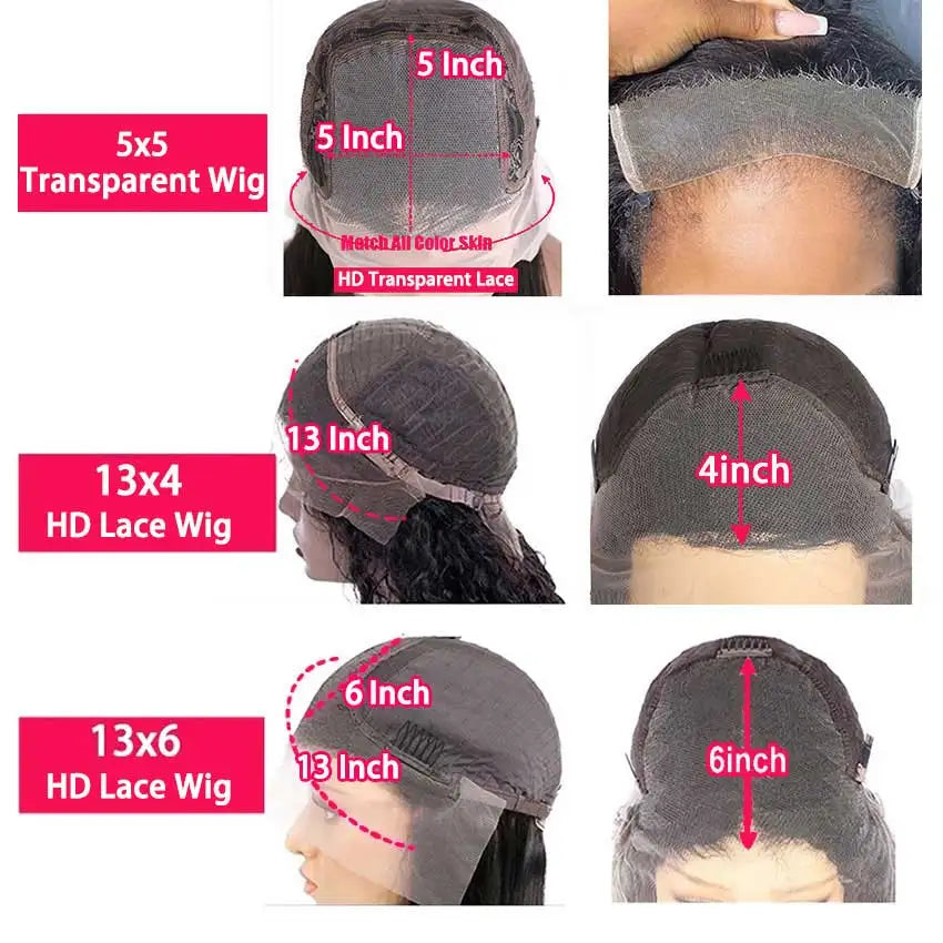 HD Lace Frontal Wig 13x6 Lace Front Human Hair Wig For Women Brazilian 30 inch Straight Wig HD Transparent 5x5 Lace Closure Wigs