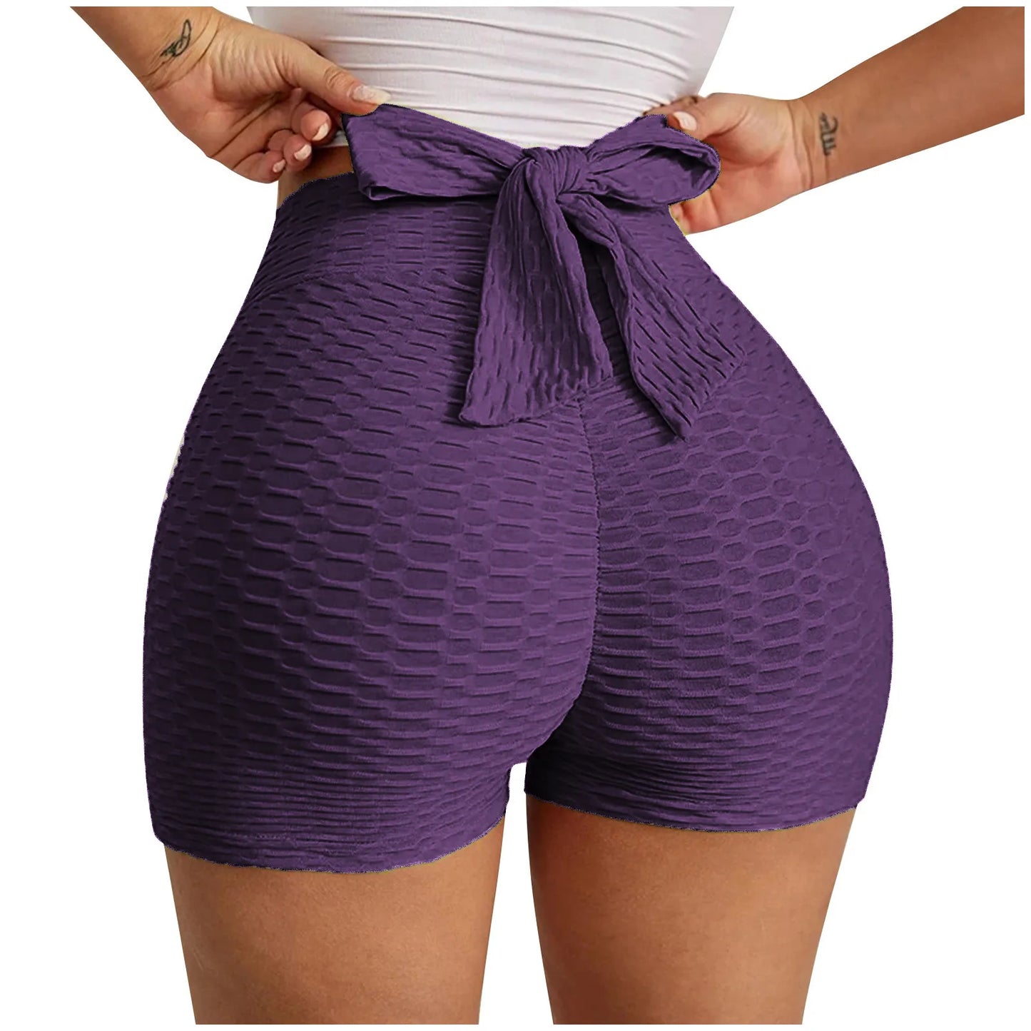 Jambiere sexy pentru femei, culoare uni, cu papion elastic cu talie, jambiere sexy pentru femei, elastice de vară, pantaloni scurti de vară