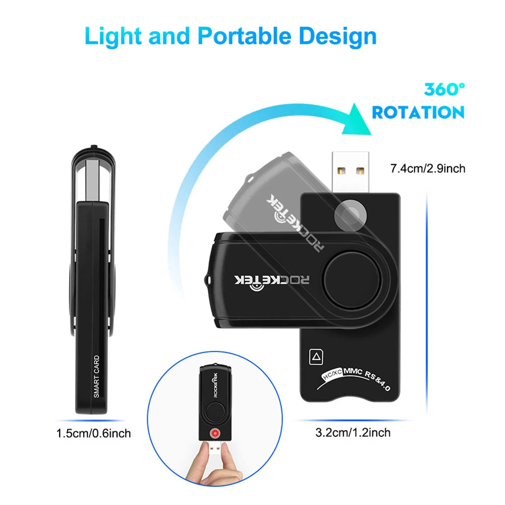 Smart External Card Reader USB 2.0 SIM Card TF Smart Memory Card Reader Adapter Flash Drive Cardreader Adapter for Computer