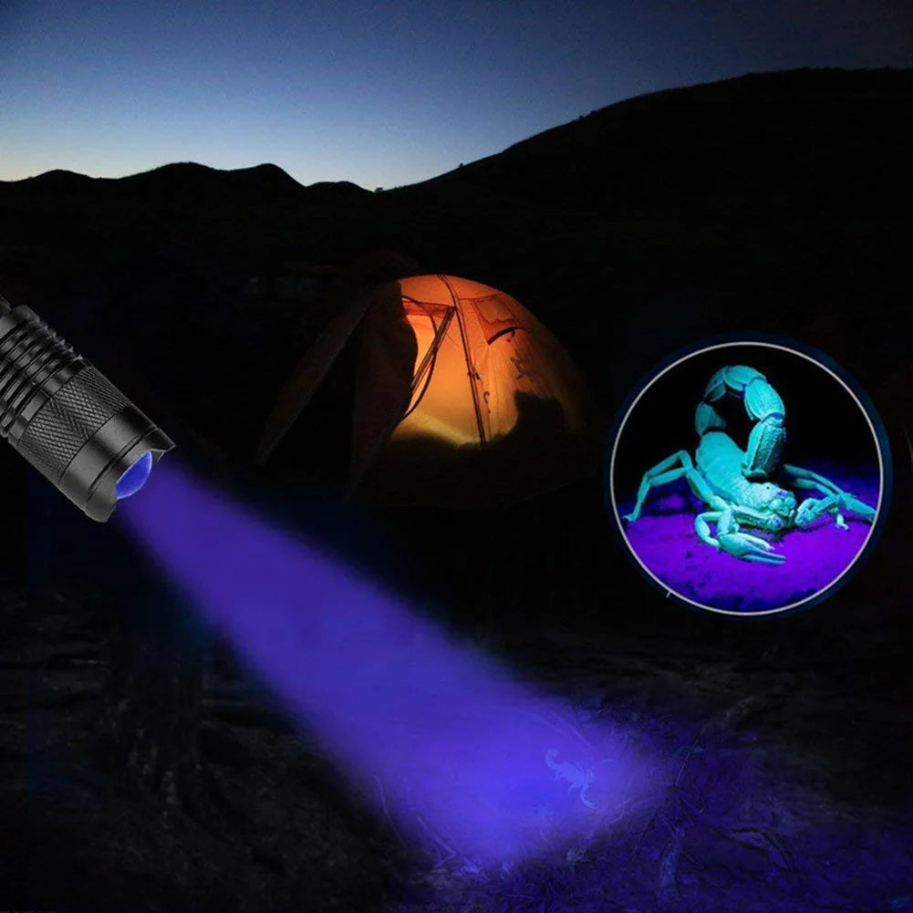 Lumină violetă Lanternă UV 365/395 nm Detector de ultraviolete portabil portabil Detector de agent fluorescent Lanternă cu lampă violet