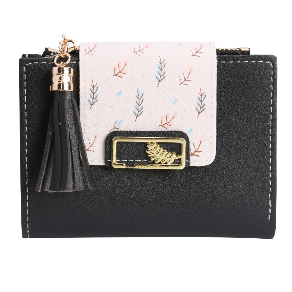 Cute Tassels Women Short Wallet Bag for Women PU Leather Bags Bolsas Female Folding Small Coin Purse Korean Card Holder Clutch