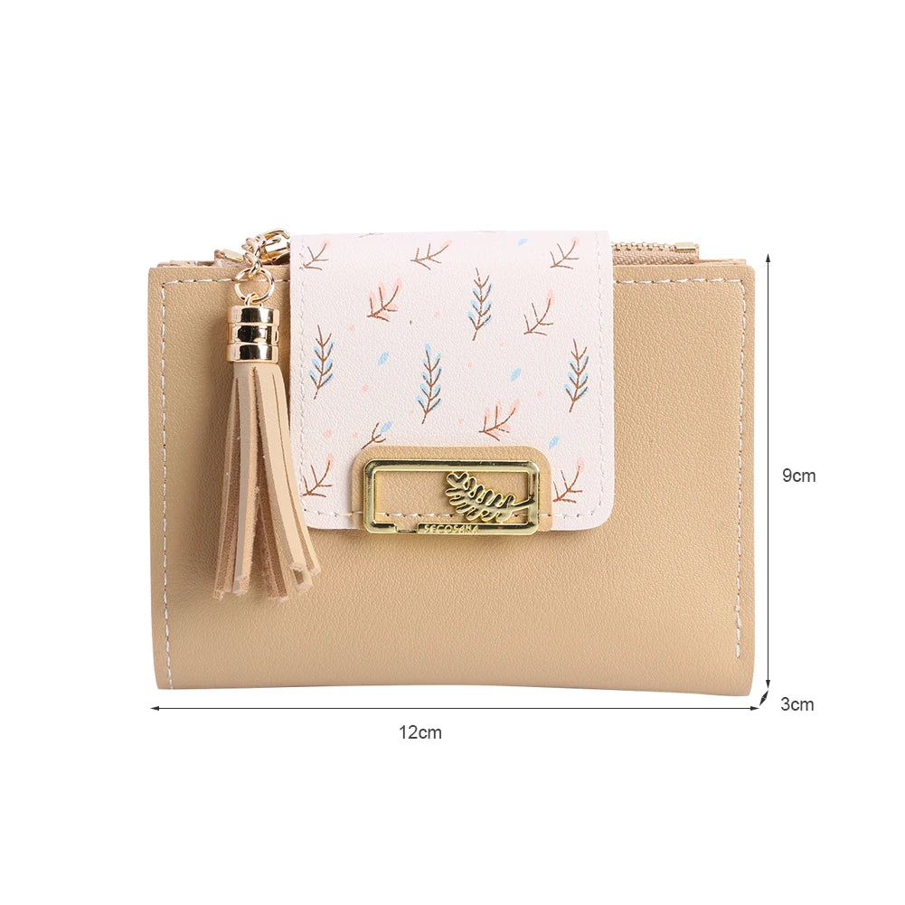 Cute Tassels Women Short Wallet Bag for Women PU Leather Bags Bolsas Female Folding Small Coin Purse Korean Card Holder Clutch