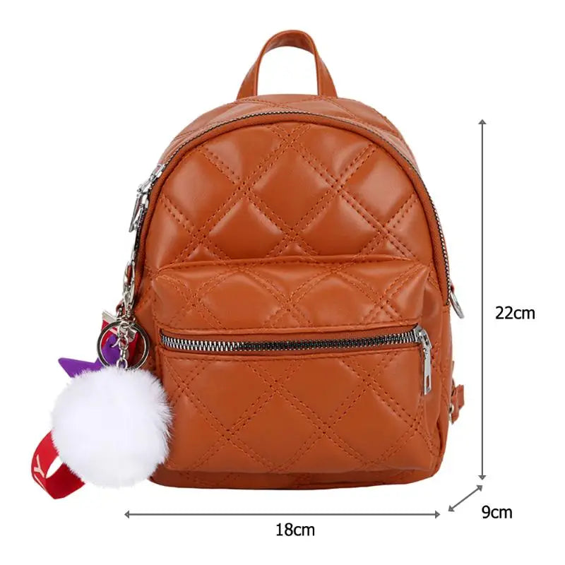 Mini Black Backpack Women Stone Leather Backpacks For Girls Small Ladies Casual Daypack With Hairball Sac A Dos Rucksack 2022