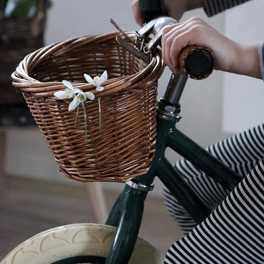 Coșuri de biciclete din ratan vintage pentru copii Coșuri pentru mașini de 16 inci pentru bicicletă Coș pentru biciclete scuter Coș pentru biciclete pentru copii Geantă de mână din plastic