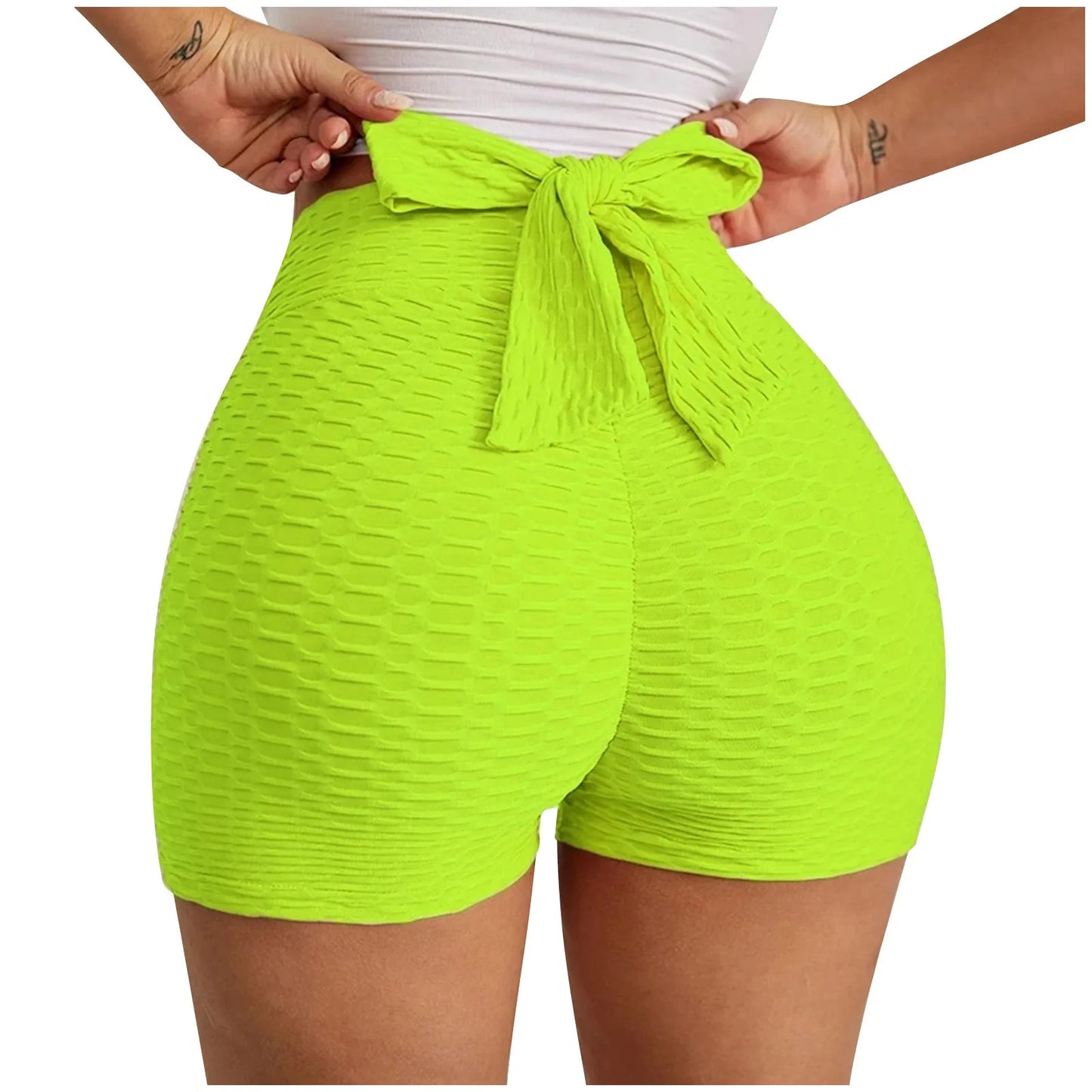 Jambiere sexy pentru femei, culoare uni, cu papion elastic cu talie, jambiere sexy pentru femei, elastice de vară, pantaloni scurti de vară