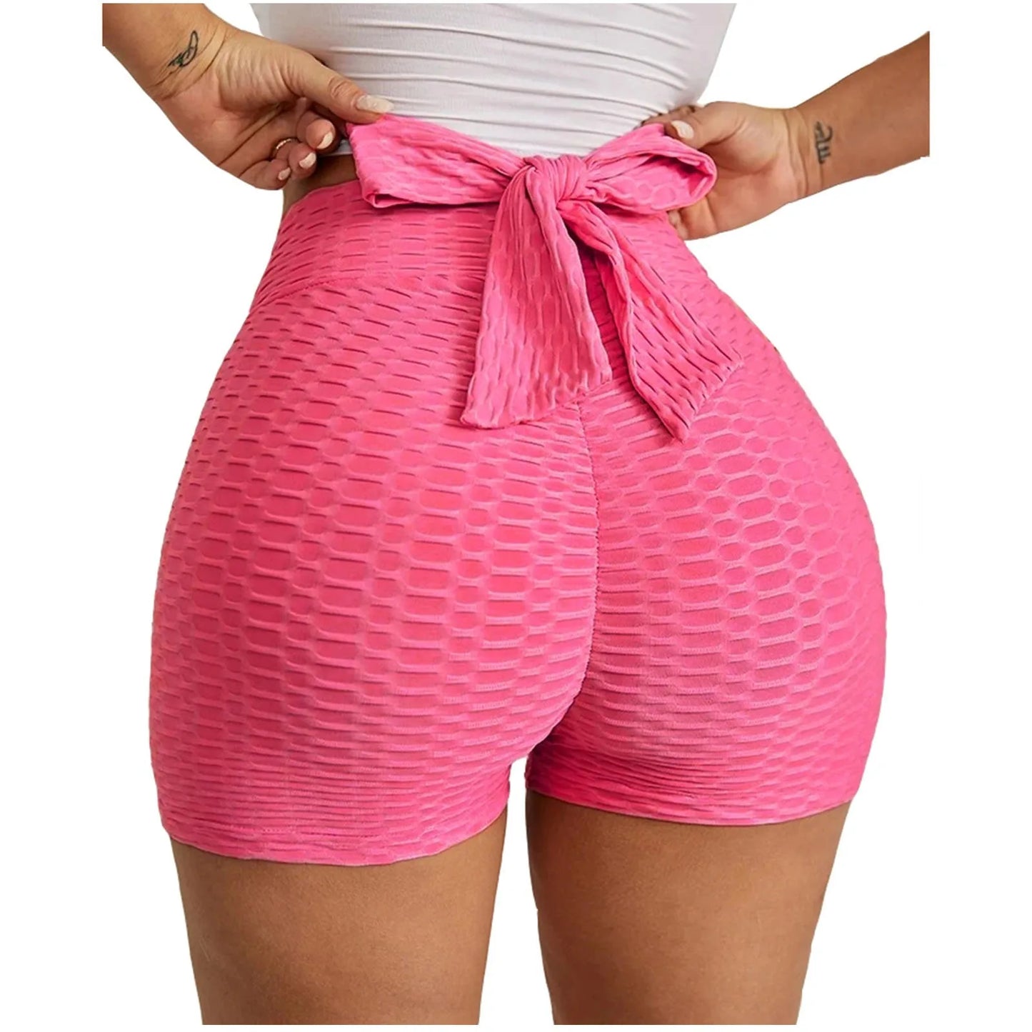 Jambiere sexy pentru femei, culoare uni, cu papion elastic cu talie, jambiere sexy pentru femei, elastice de vară, pantaloni scurti de vară