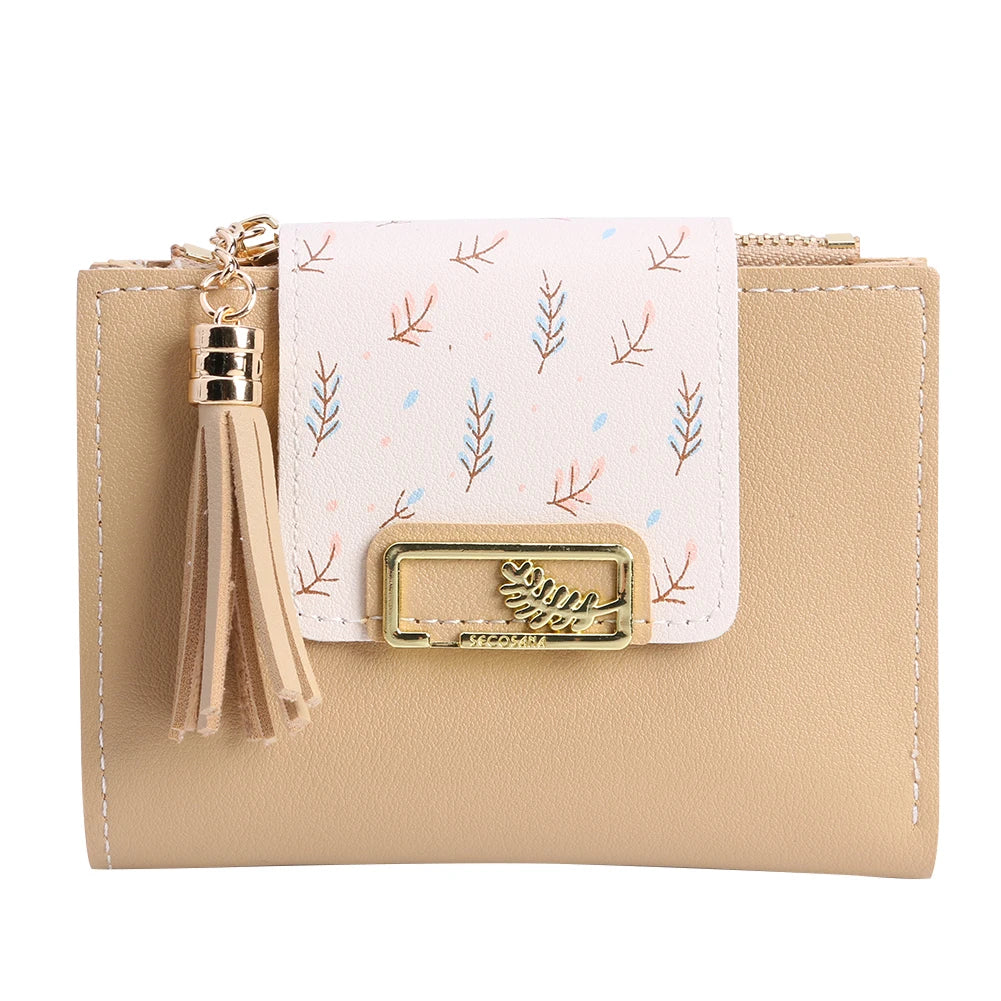 Cute Tassels Women Short Wallet Bag for Women PU Leather Bags Bolsas Female Folding Small Coin Purse Korean Card Holder Clutch