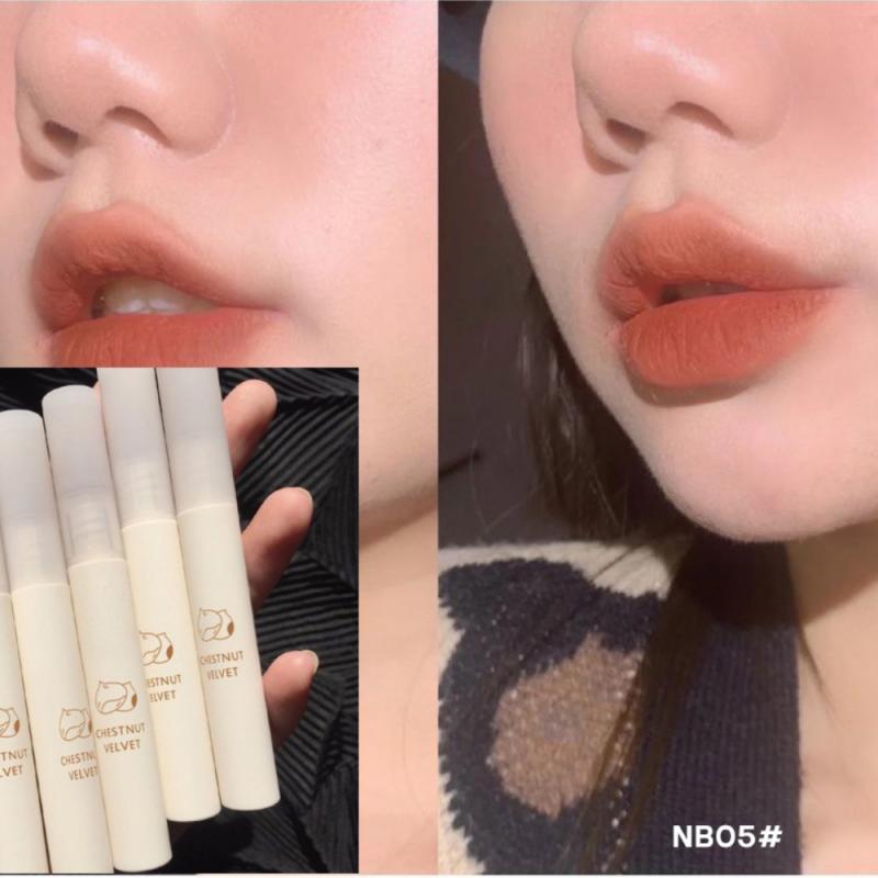 Chestnut Lipstick Makeup Velvet Matte Lip Gloss Waterproof Long Lasting Nude Lipstick Sexy Red Lip Tint Women Cosmetic TSLM1