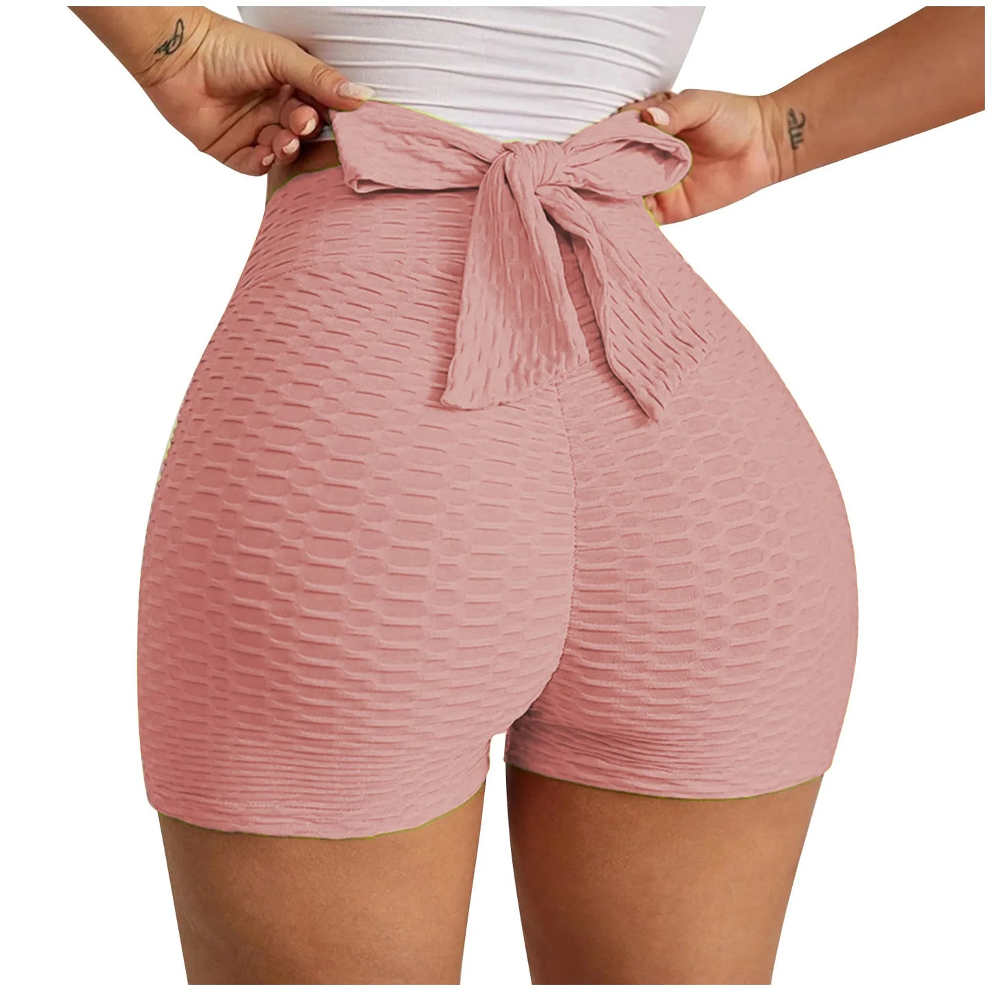 Jambiere sexy pentru femei, culoare uni, cu papion elastic cu talie, jambiere sexy pentru femei, elastice de vară, pantaloni scurti de vară