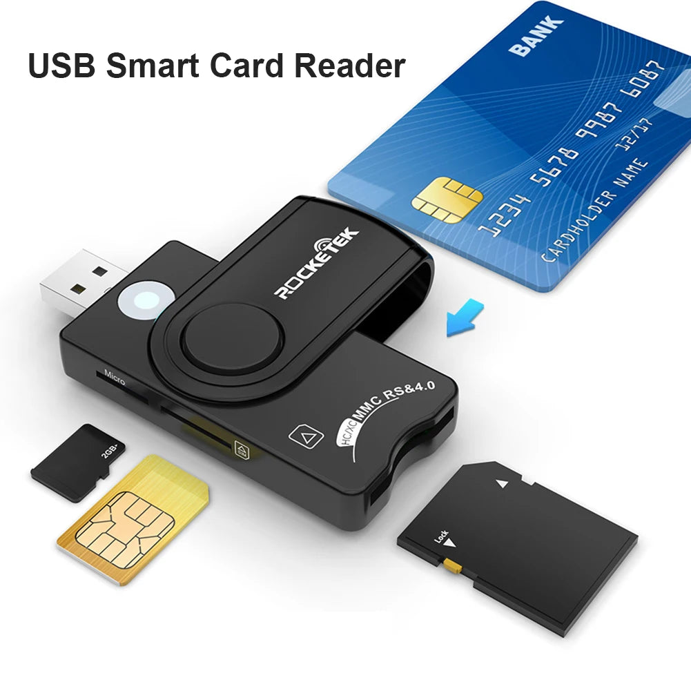 Smart External Card Reader USB 2.0 SIM Card TF Smart Memory Card Reader Adapter Flash Drive Cardreader Adapter for Computer