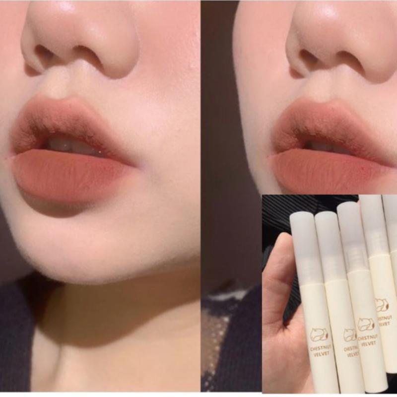 Chestnut Lipstick Makeup Velvet Matte Lip Gloss Waterproof Long Lasting Nude Lipstick Sexy Red Lip Tint Women Cosmetic TSLM1