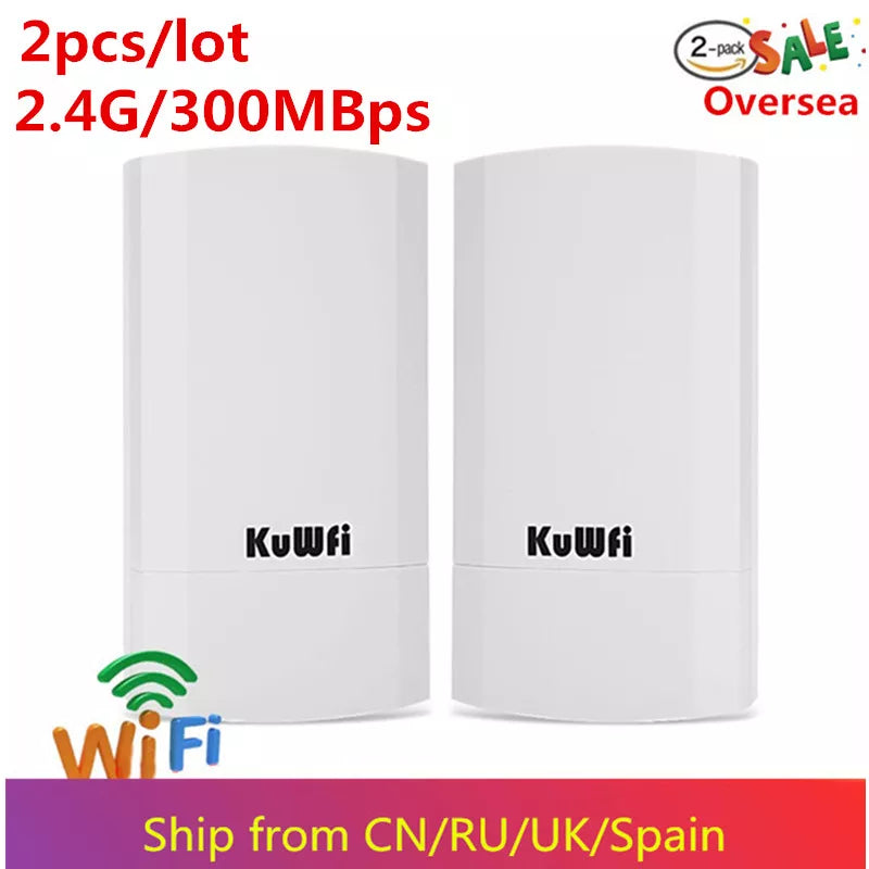 KuWfi Outdoor Wifi Bridge Router 1KM 300Mbps Wireless Router Outside&Indoor CPE Router Kit Wireless Bridge Wifi Repeater