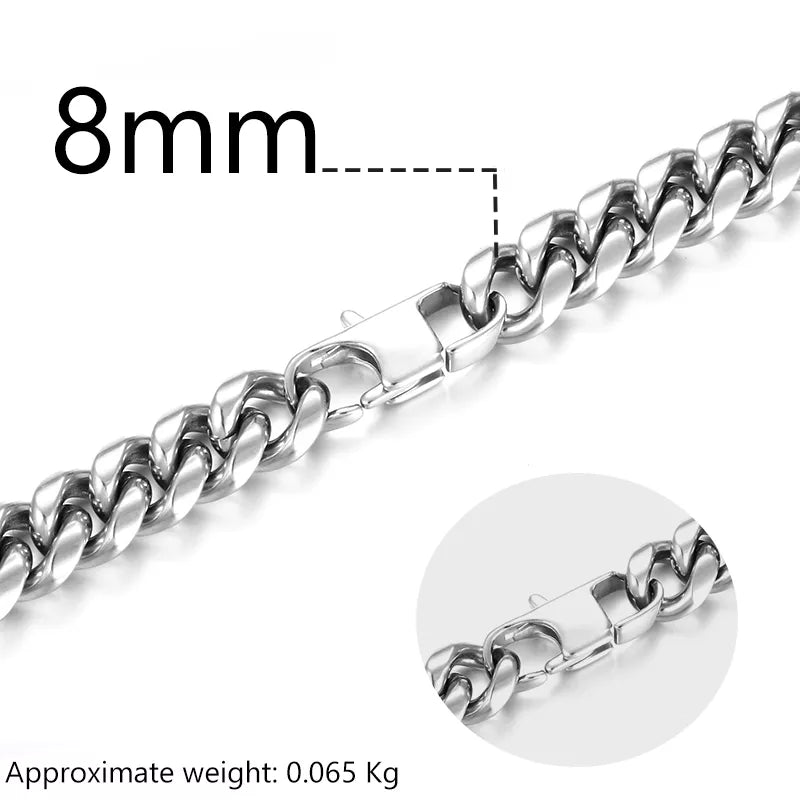 3mm 6mm Wide Stainless Steel Chain Cuban Link Chains Chokers Necklace For Mens Jewelry Silver Plated Solid Metal Fashion Jewelry