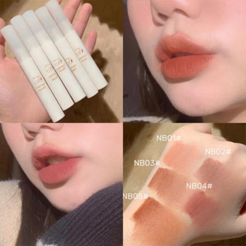 Chestnut Lipstick Makeup Velvet Matte Lip Gloss Waterproof Long Lasting Nude Lipstick Sexy Red Lip Tint Women Cosmetic TSLM1