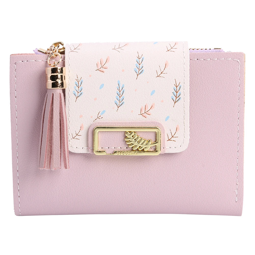 Cute Tassels Women Short Wallet Bag for Women PU Leather Bags Bolsas Female Folding Small Coin Purse Korean Card Holder Clutch