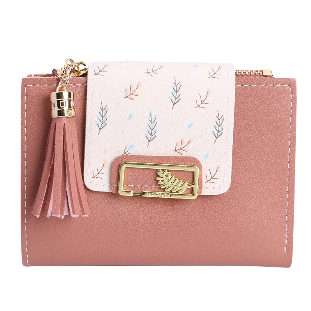 Cute Tassels Women Short Wallet Bag for Women PU Leather Bags Bolsas Female Folding Small Coin Purse Korean Card Holder Clutch